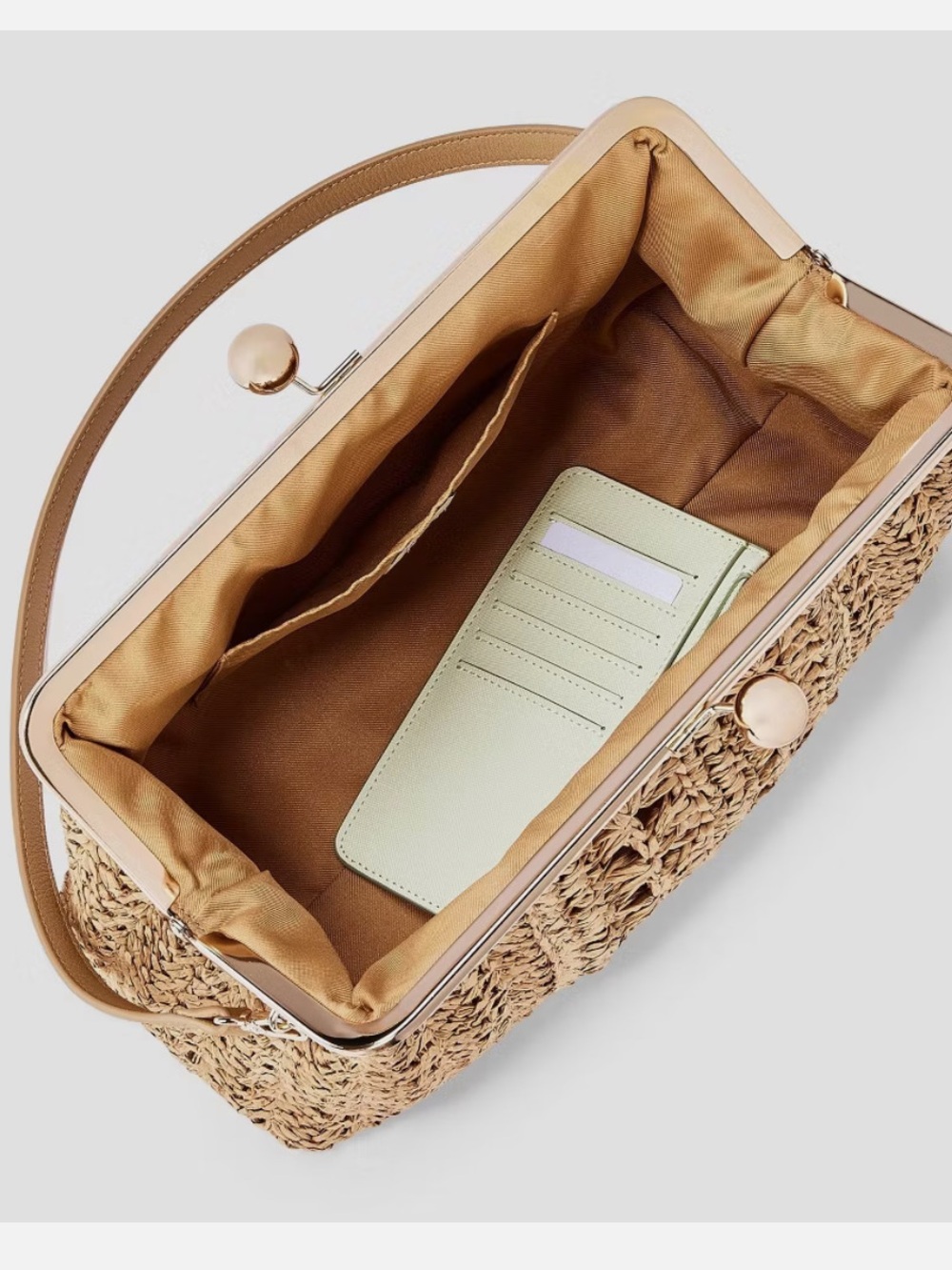 Straw Kiss Lock Clutch Bag - A New Day Natural - Picture 3 of 5